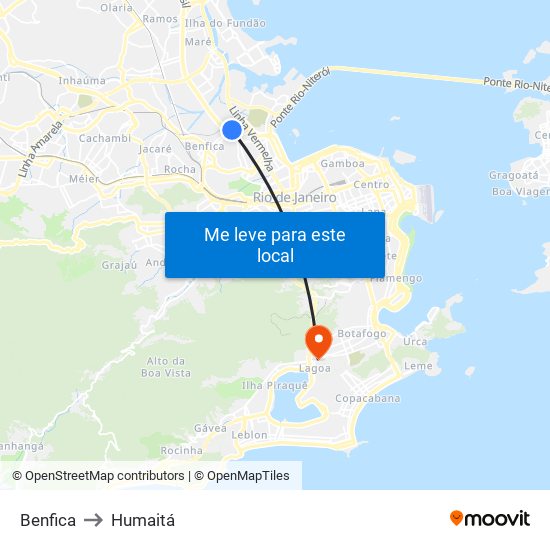 Benfica to Humaitá map