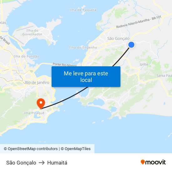 São Gonçalo to Humaitá map