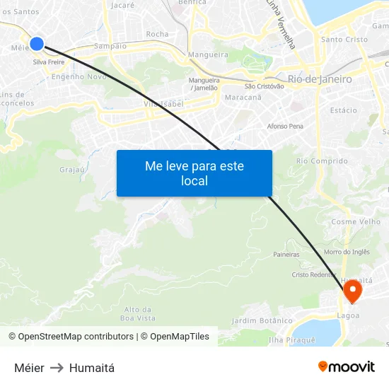 Méier to Humaitá map