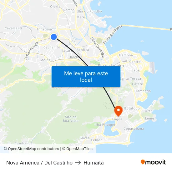 Nova América / Del Castilho to Humaitá map
