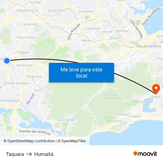 Taquara to Humaitá map