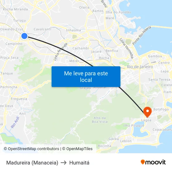 Madureira (Manaceia) to Humaitá map