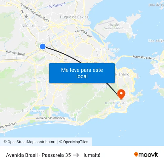 Avenida Brasil - Passarela 35 to Humaitá map
