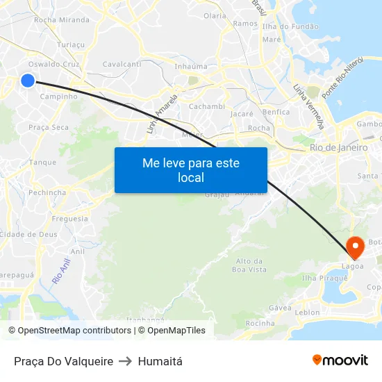Praça Do Valqueire to Humaitá map