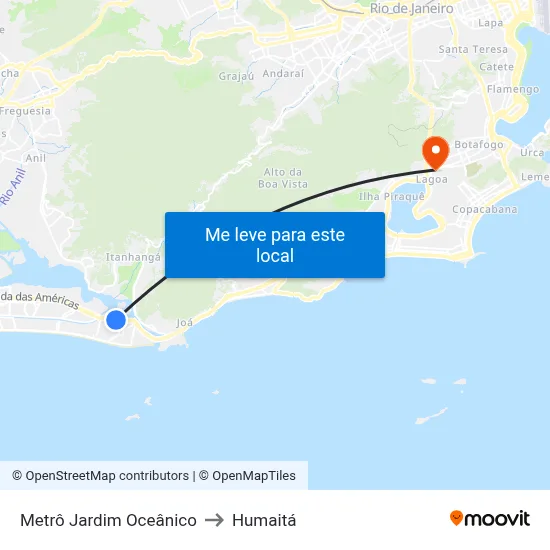 Metrô Jardim Oceânico to Humaitá map