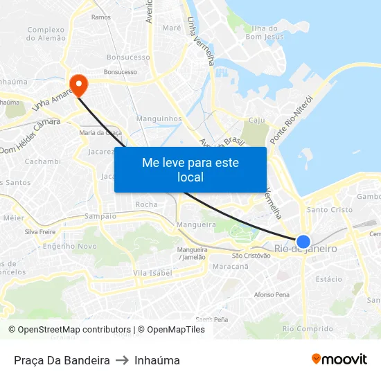 Praça Da Bandeira to Inhaúma map