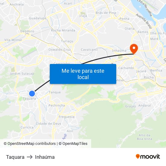 Taquara to Inhaúma map