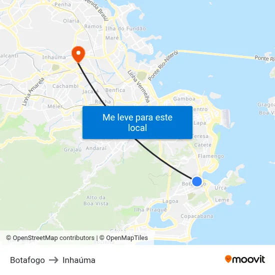 Botafogo to Inhaúma map