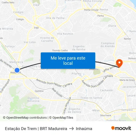 Estação De Trem | BRT Madureira to Inhaúma map