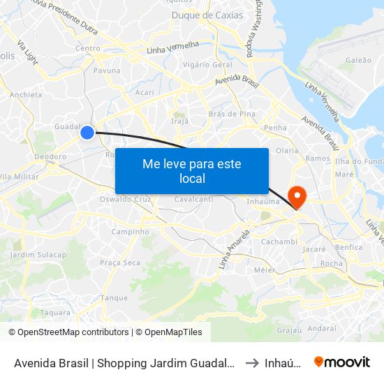 Avenida Brasil | Shopping Jardim Guadalupe to Inhaúma map