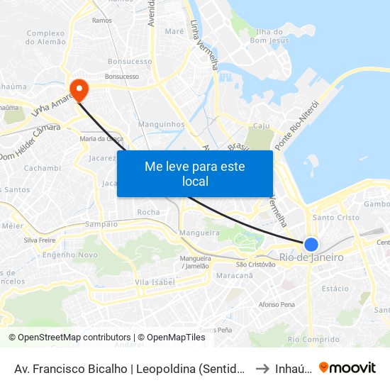 Av. Francisco Bicalho | Leopoldina (Sentido Av. Brasil) to Inhaúma map