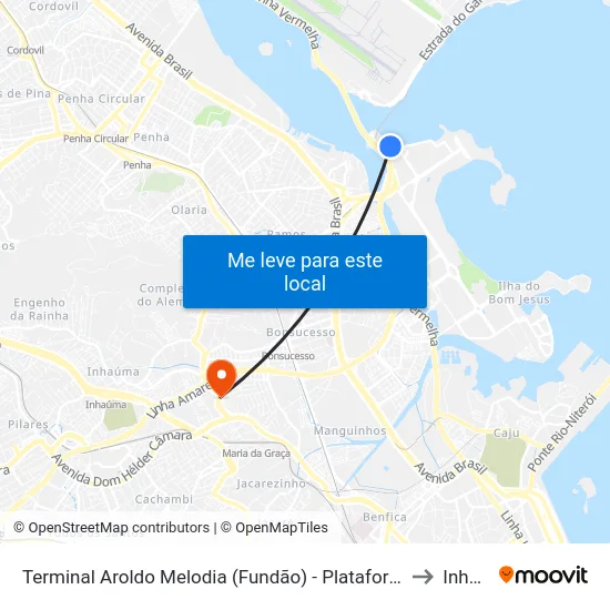 Terminal Aroldo Melodia (Fundão) - Plataforma Externa A - Sentido Ilha to Inhaúma map