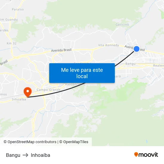 Bangu to Inhoaíba map
