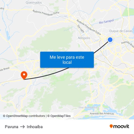 Pavuna to Inhoaíba map