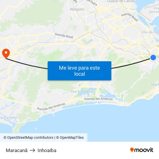 Maracanã to Inhoaíba map