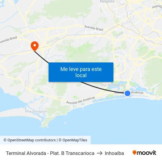 Terminal Alvorada - Plat. B Transcarioca to Inhoaíba map