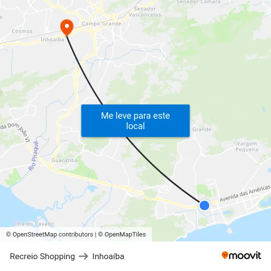 Recreio Shopping to Inhoaíba map
