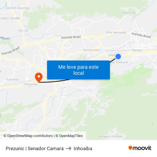 Prezunic | Senador Camará to Inhoaíba map
