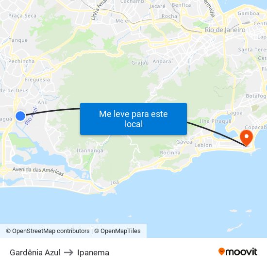 Gardênia Azul to Ipanema map