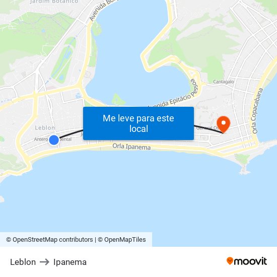 Leblon to Ipanema map