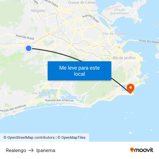 Realengo to Ipanema map
