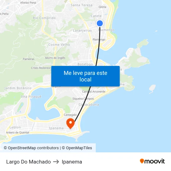 Largo Do Machado to Ipanema map