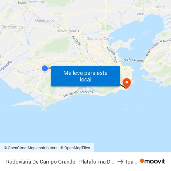 Rodoviária De Campo Grande - Plataforma D (Campo Grande E Jabour - Executivo) to Ipanema map