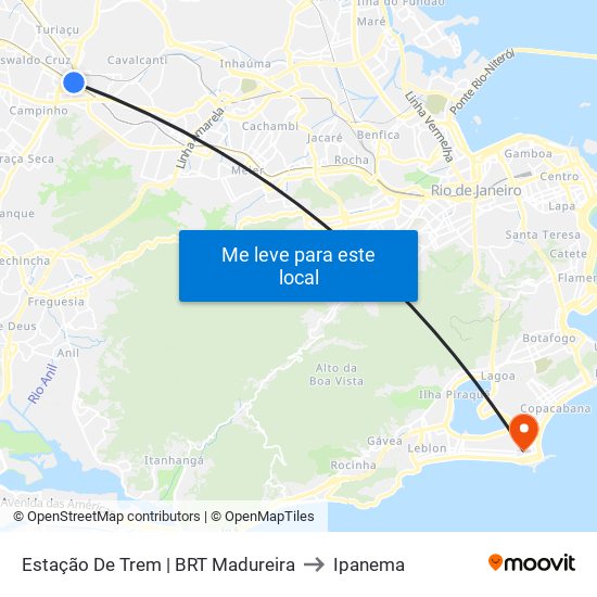 Estação De Trem | BRT Madureira to Ipanema map