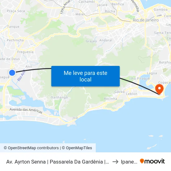 Av. Ayrton Senna | Passarela Da Gardênia | Espaço Hall to Ipanema map