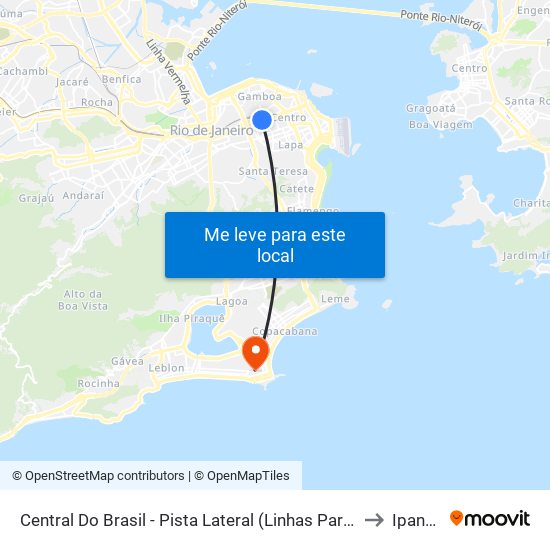 Central Do Brasil - Pista Lateral (Linhas Para A Zona Norte) to Ipanema map