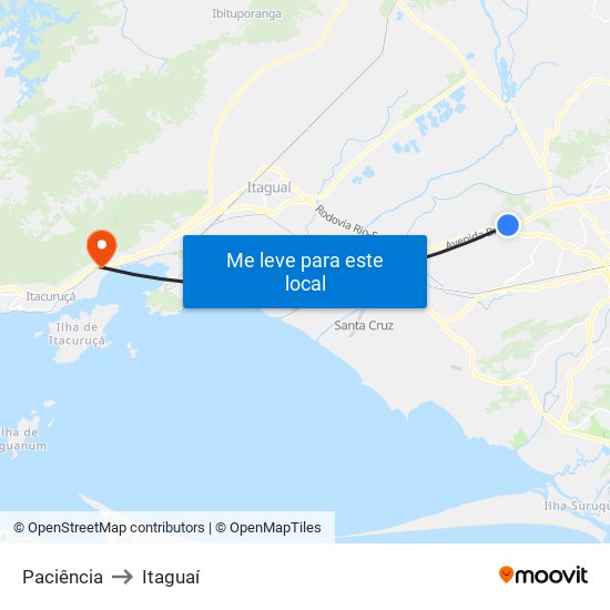 Paciência to Itaguaí map