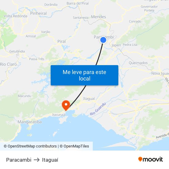 Paracambi to Itaguaí map