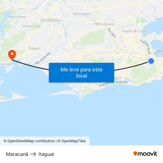 Maracanã to Itaguaí map