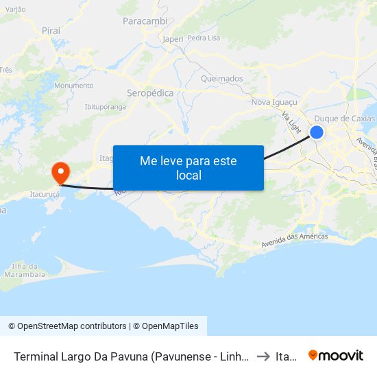 Terminal Largo Da Pavuna (Pavunense - Linhas Via Av. Brasil) to Itaguaí map