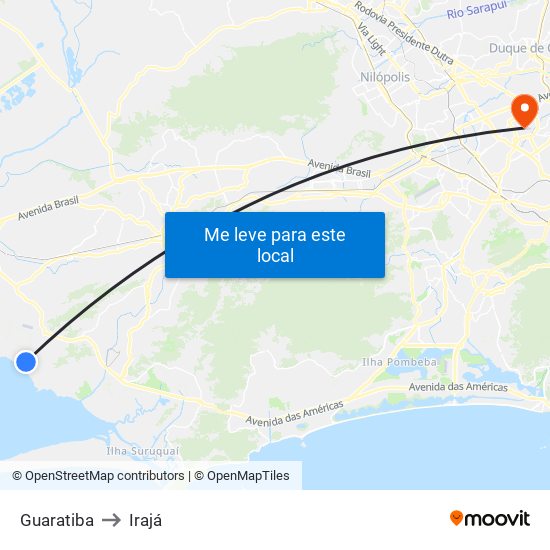 Guaratiba to Irajá map