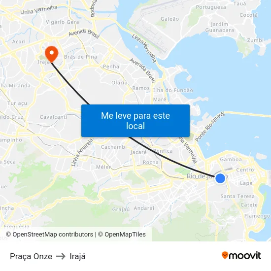 Praça Onze to Irajá map