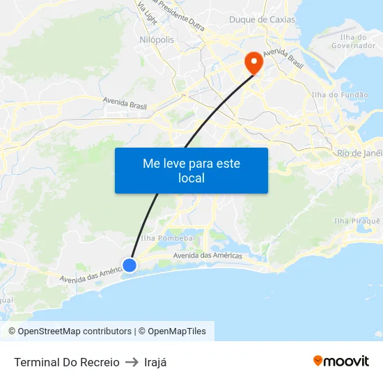 Terminal Do Recreio to Irajá map
