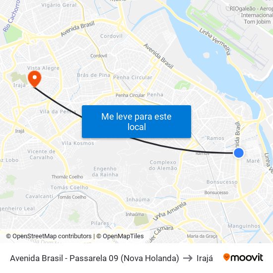 Avenida Brasil - Passarela 09 (Nova Holanda) to Irajá map