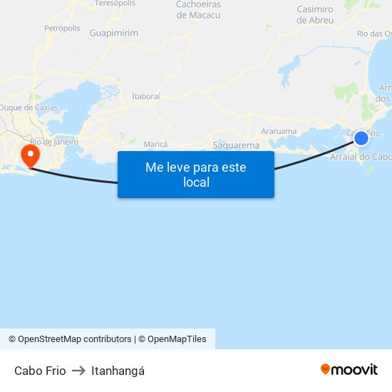 Cabo Frio to Itanhangá map