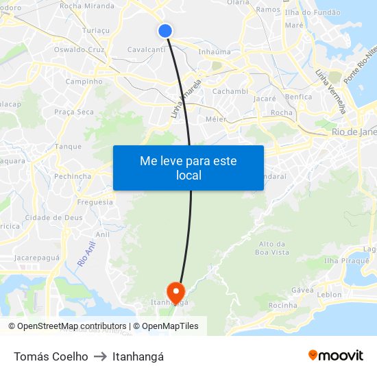 Tomás Coelho to Itanhangá map