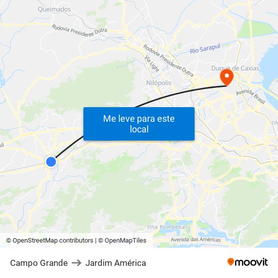 Campo Grande to Jardim América map