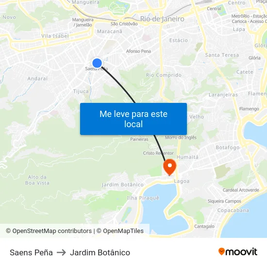 Saens Peña to Jardim Botânico map