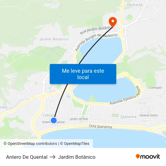 Antero De Quental to Jardim Botânico map