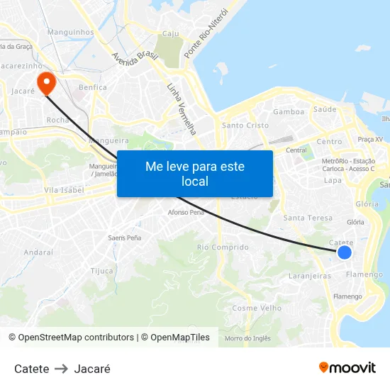Catete to Jacaré map
