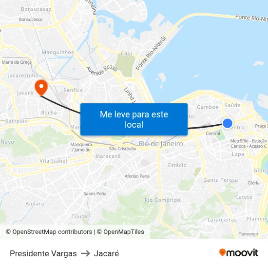 Presidente Vargas to Jacaré map