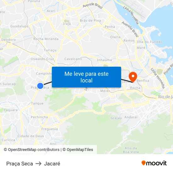 Praça Seca to Jacaré map