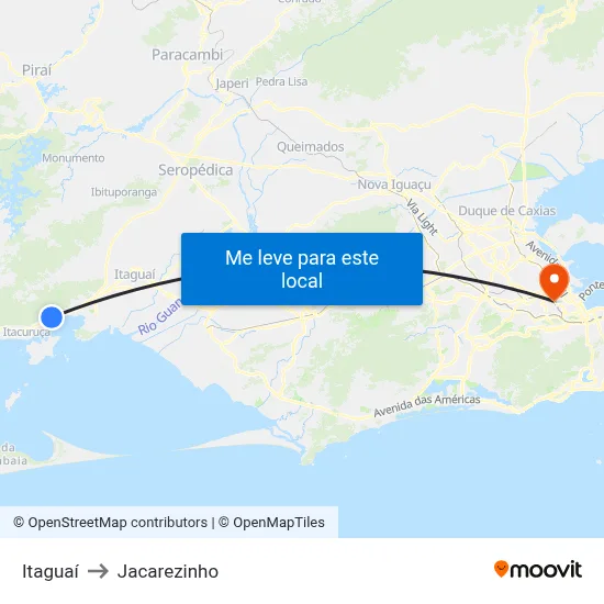 Itaguaí to Jacarezinho map