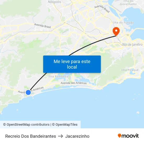 Recreio Dos Bandeirantes to Jacarezinho map