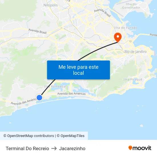 Terminal Do Recreio to Jacarezinho map