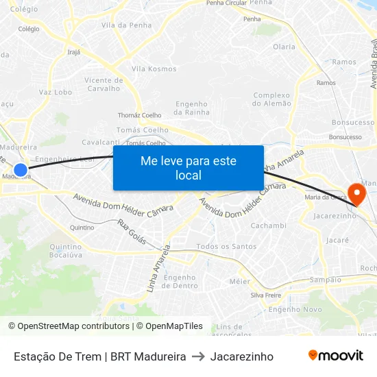 Estação De Trem | BRT Madureira to Jacarezinho map